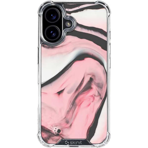 Pink Marble Ink iPhone 16 Clear Case